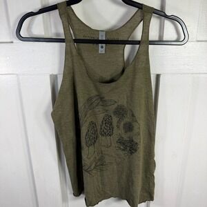 Nature Walk Studio Tank Top Small Olive Green Morel Frog Nature Hand Printed